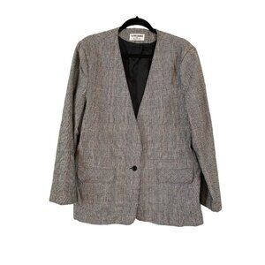 Alfred Dunner Womens Plaid Black & Pink Blazer Size 16 Lined‎ Career Casual
